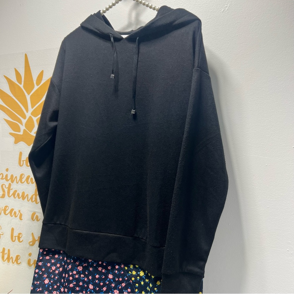 TOPSHOP Hoodie Sweatshirt Hybrid Floral Lace Asymmetrical Hem MIDI Dress Size 4 - Picture 7 of 14